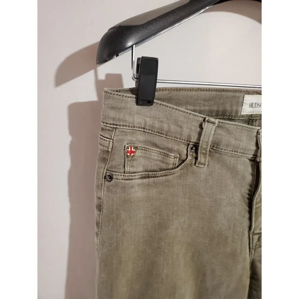 Hudson Krista Super Skinny Olive Army Green Womens Size 27 Antique Wash Mid Rise